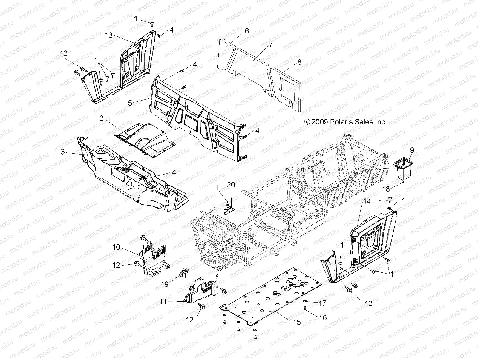 BODY | BODY, FLOOR and FENDERS - R10HR76AG/AR (49RGRMOLDINGS106X6)