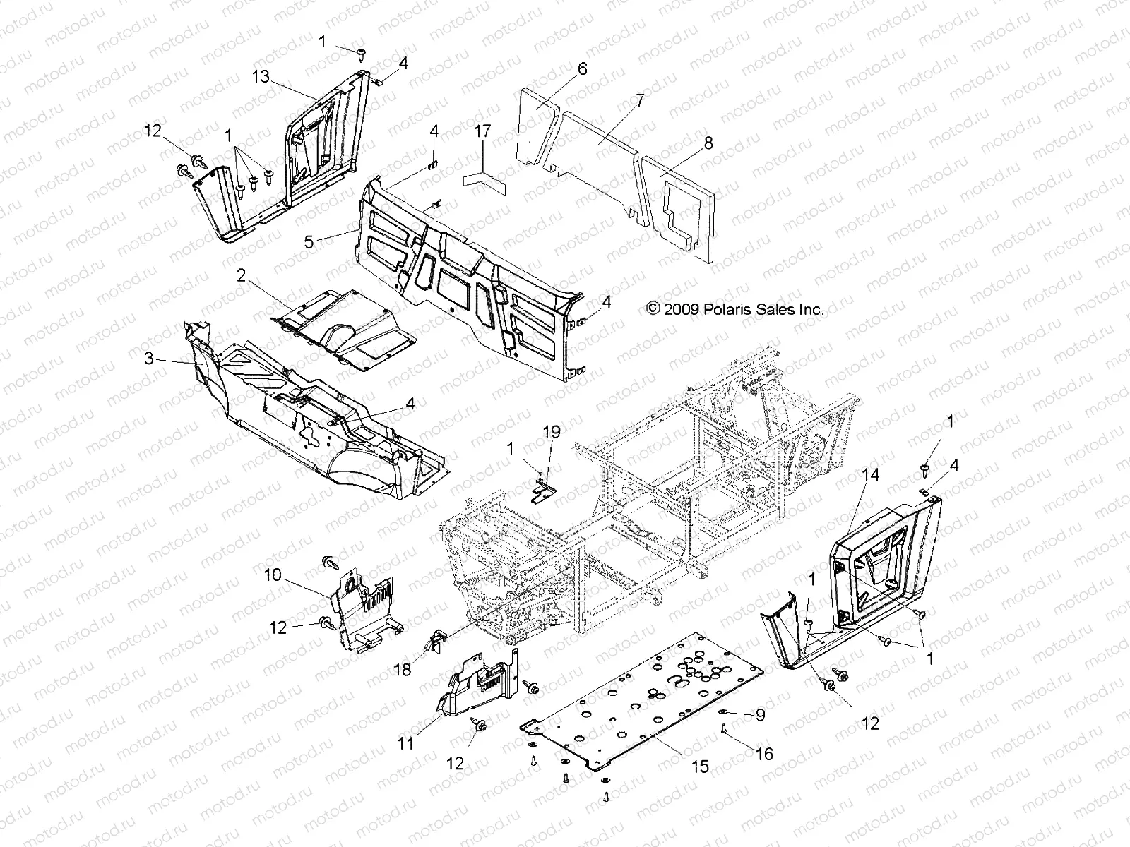 BODY | BODY, FLOOR and FENDERS - R10TH50AG/AR (49RGRMOLDINGS105004X4)