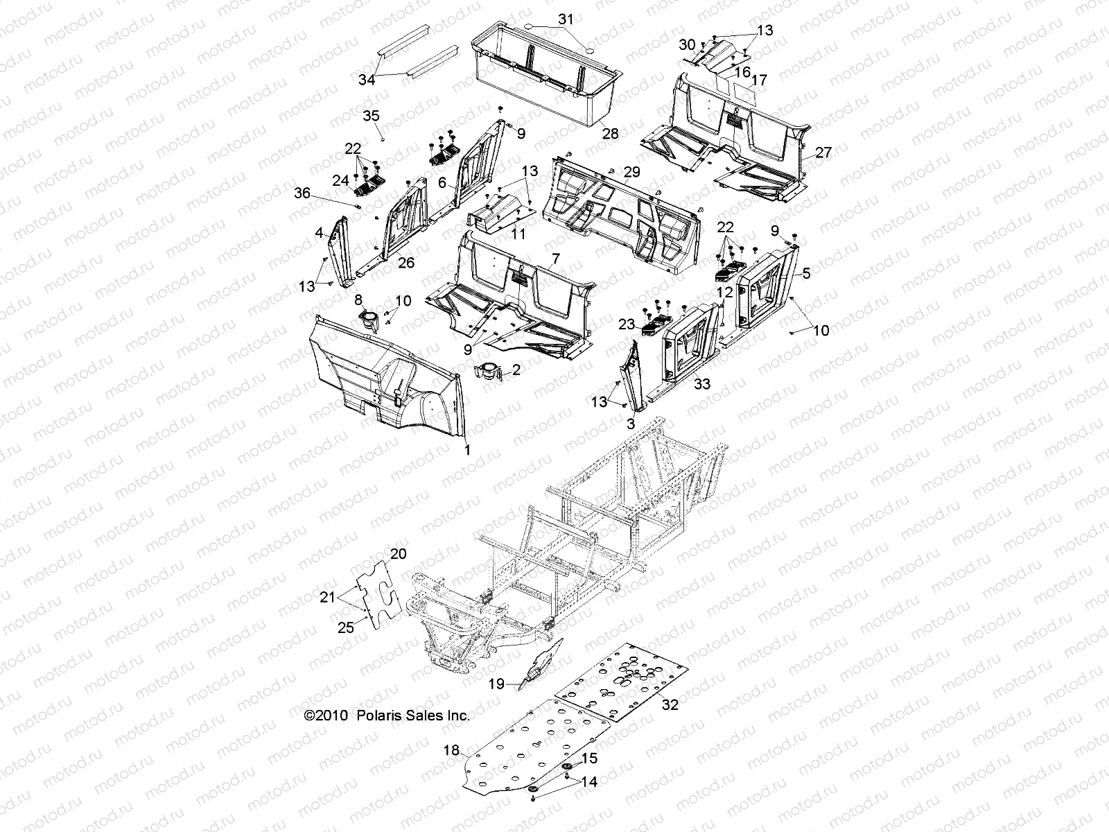 BODY | BODY, FLOOR and FENDERS - R13WH50AG/AH/AR/AX (49RGRMOLDINGS11500CREW)