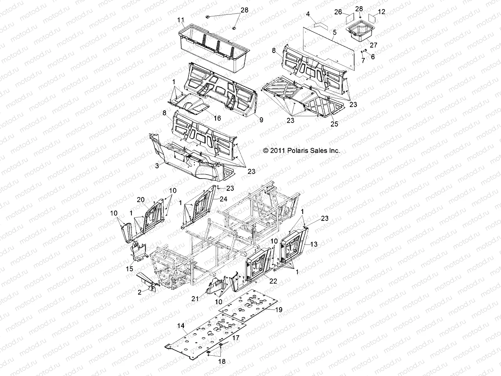 BODY | BODY, FLOOR and FENDERS - R13WH90DG (49RGRMOLDINGS12DCREW)