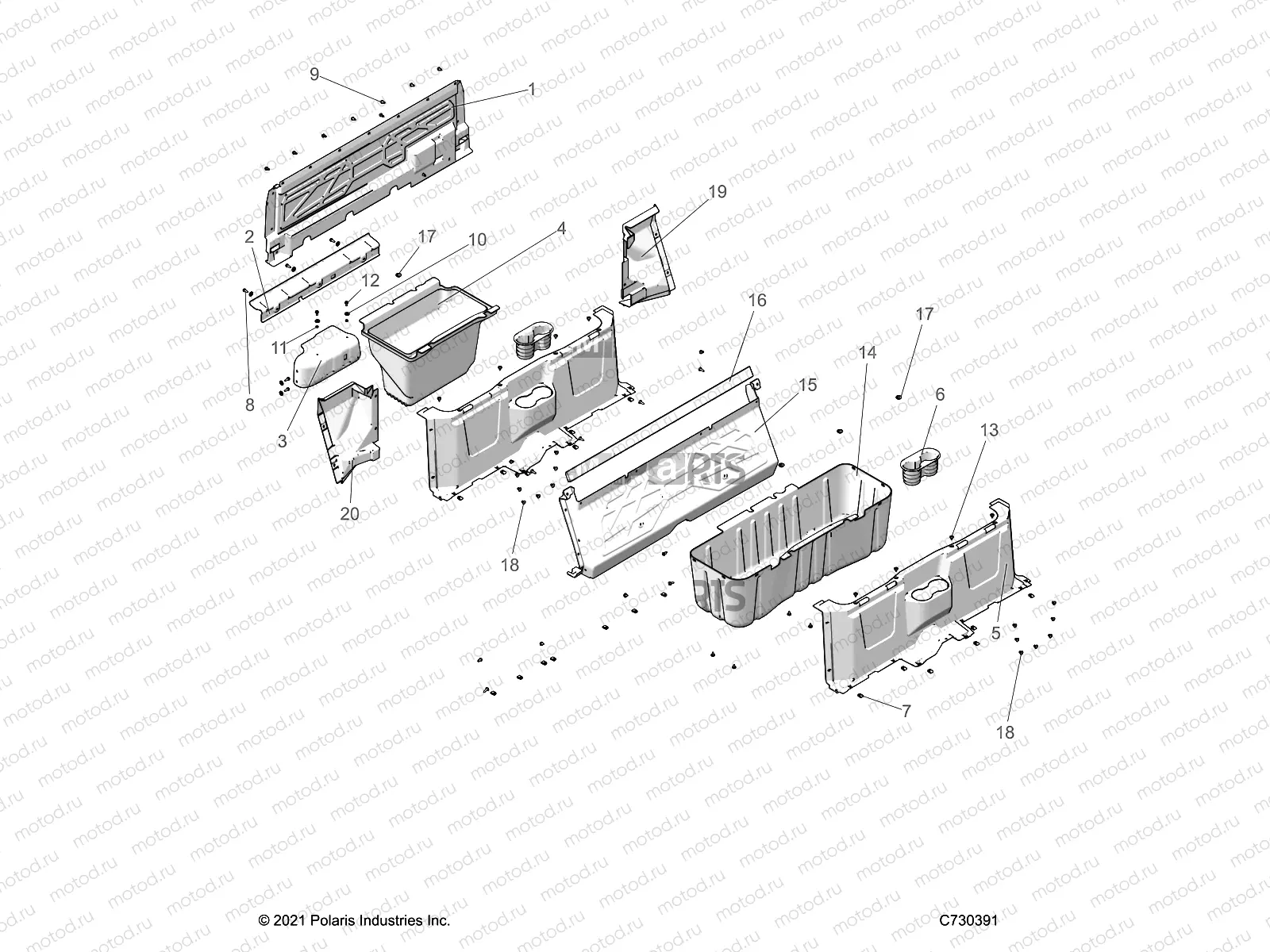 BODY | BODY, FLOOR CLOSEOFFS AND BIN - D22M4A57B4/G57B4 (C730391)