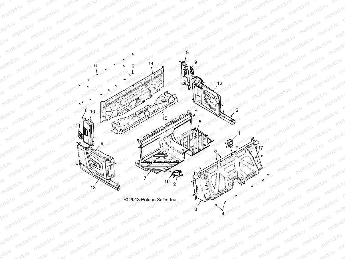 BODY | BODY, FLOOR, REAR - R14WH88A/9EA ALL OPTIONS (49RGRFLOOR14CREWRR)