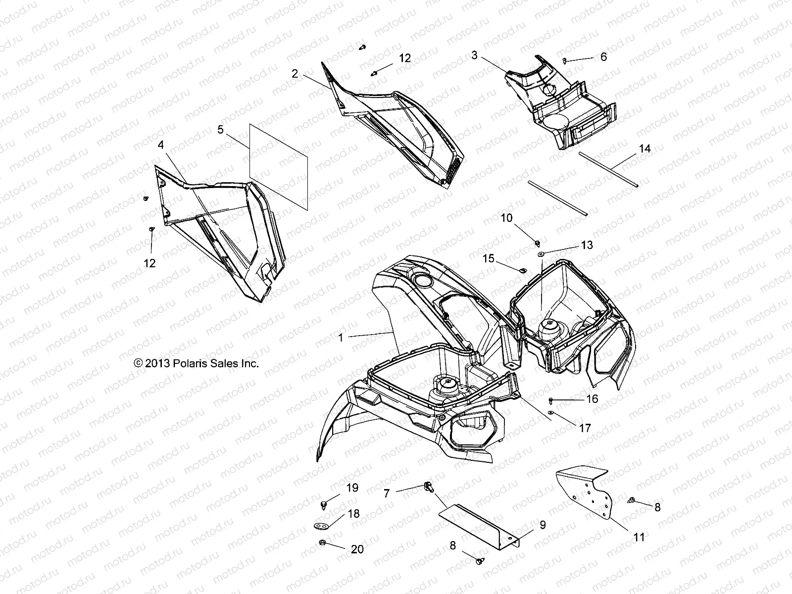 BODY | BODY, FRONT CAB and SIDE PANELS - A14MH57AA/AC/AD (49ATVCAB14SP570)