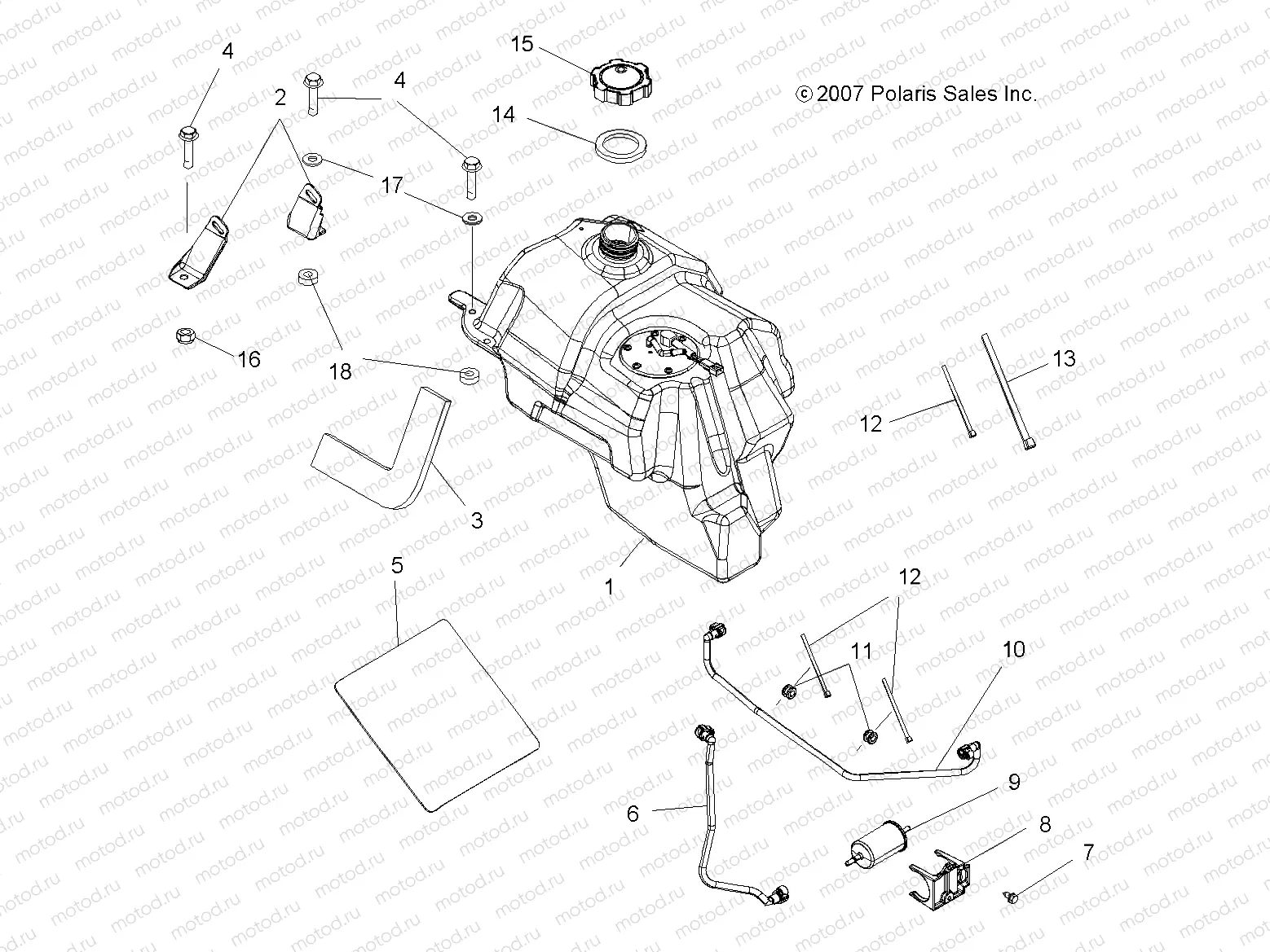 BODY | BODY, FUEL TANK ASM. (BUILT 12/01/07 and BEFORE) - A08DN50EA (49ATVFUEL08X2500QUAD)
