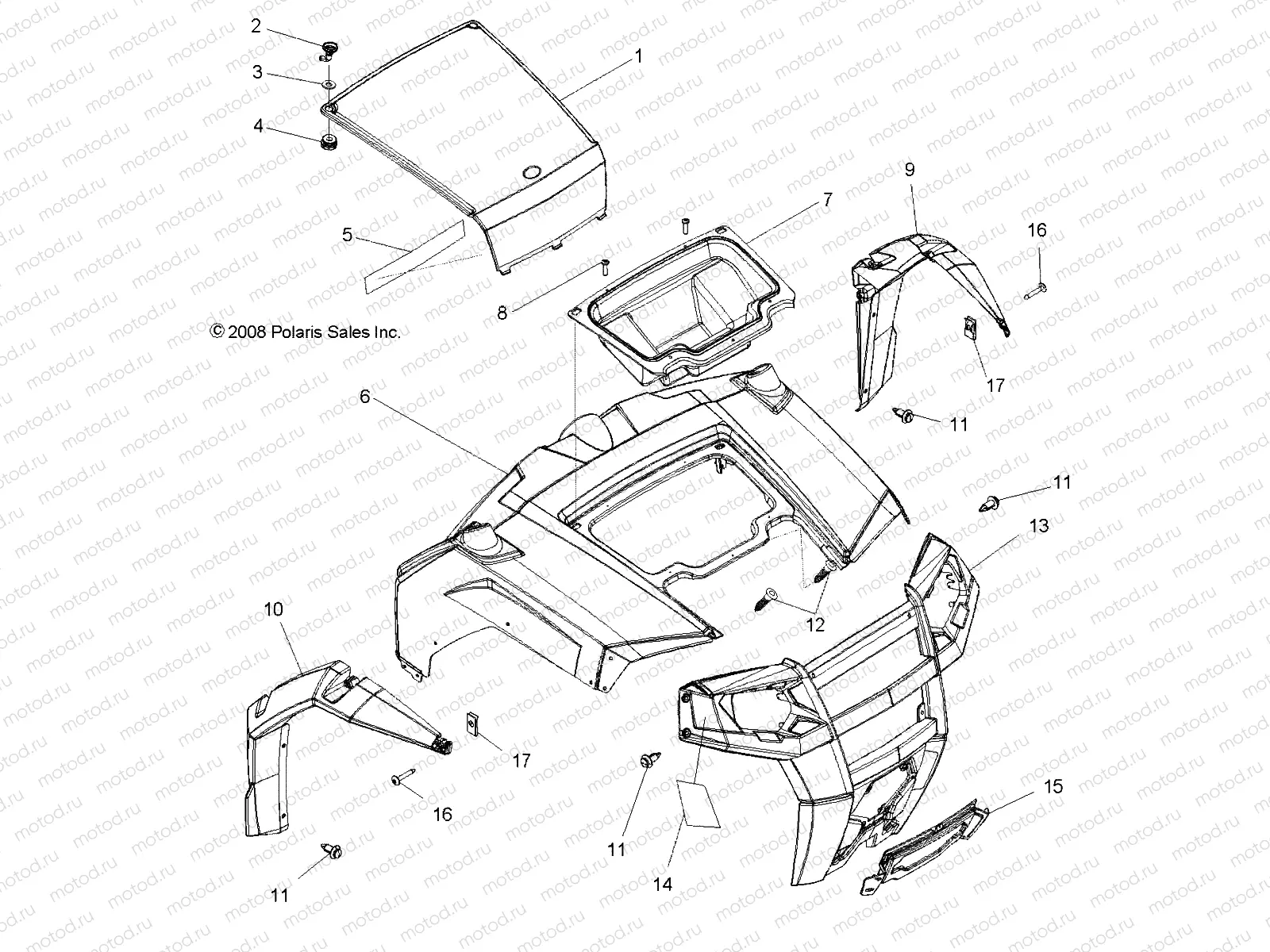 BODY | BODY, HOOD and FRONT BODY WORK - R09VH76AX (49RGRHOOD09RZRS)