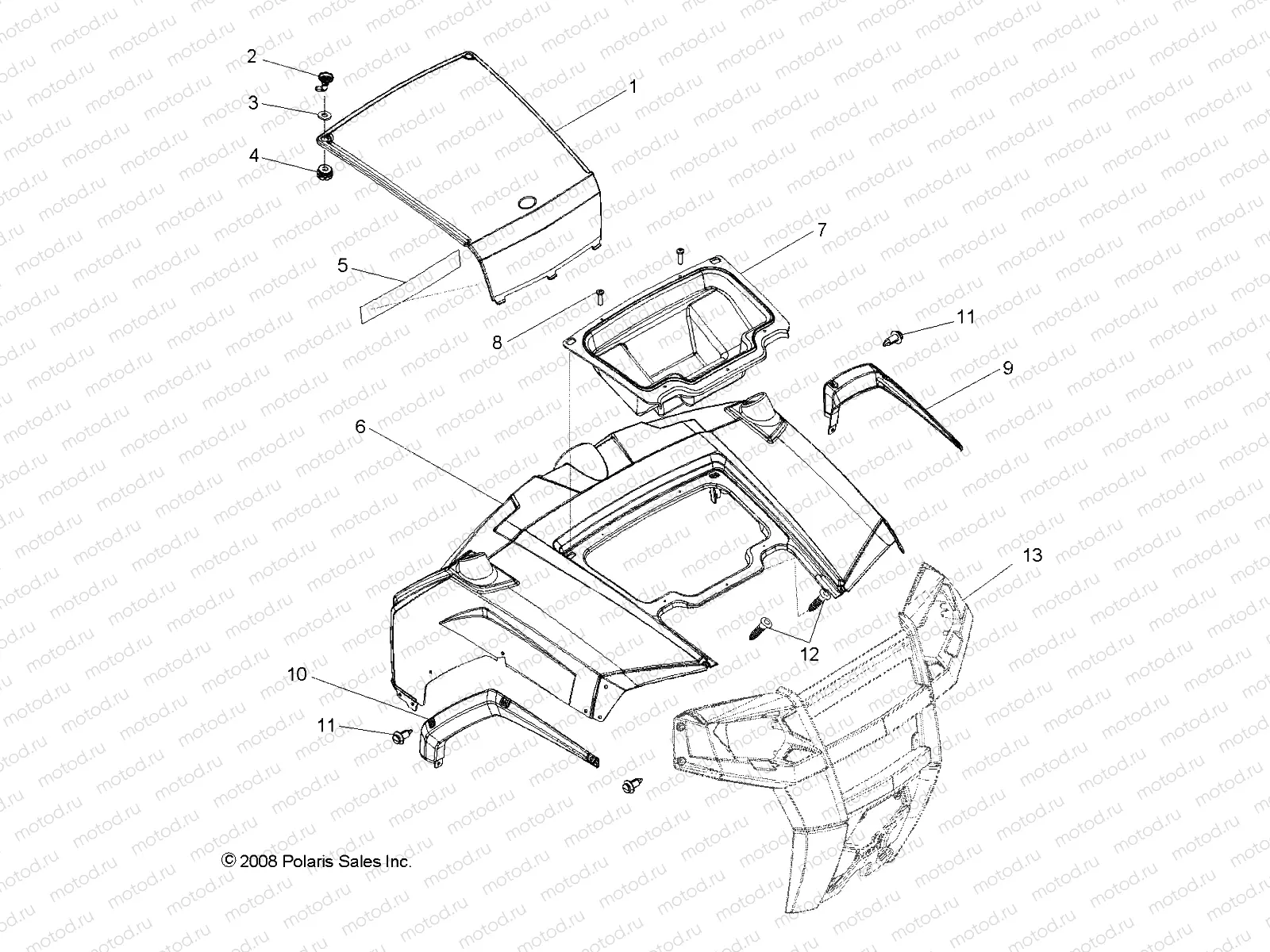 BODY | BODY, HOOD and FRONT BODY WORK - R10VH76 ALL OPTIONS/VY76AZ (49RGRHOOD09RZR)