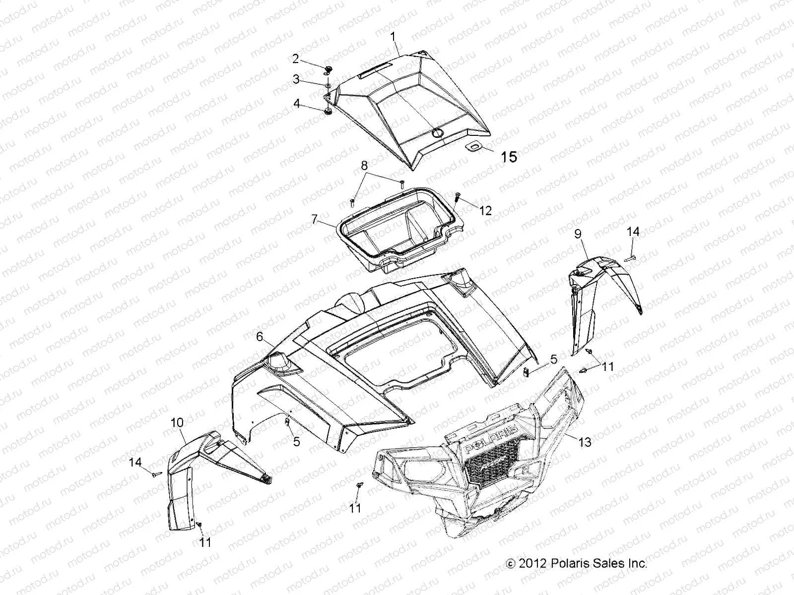 BODY | BODY, HOOD and FRONT BODY WORK - R13VE76AD/AI/AW/7EAS/EAT (49RGRHOOD13RZRS)