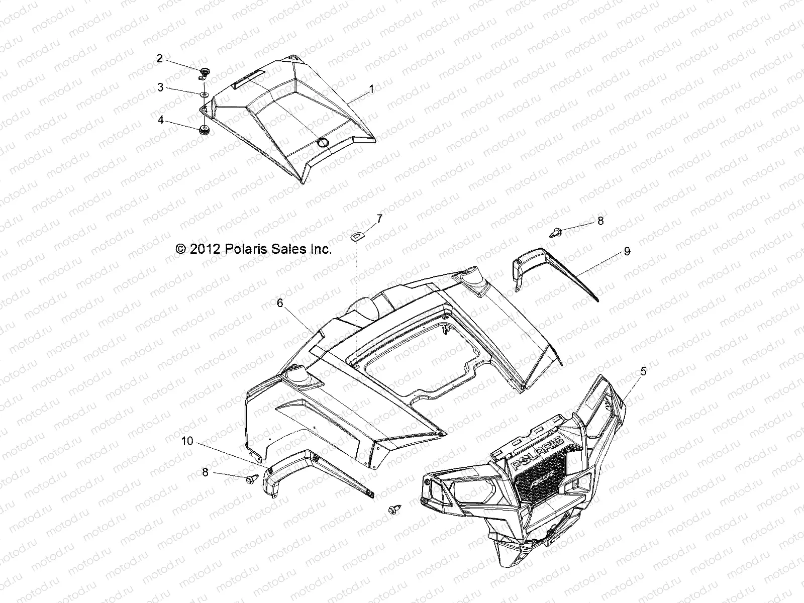 BODY | BODY, HOOD and FRONT BODY WORK - R13VH57FX (49RGRHOOD13RZR570I)