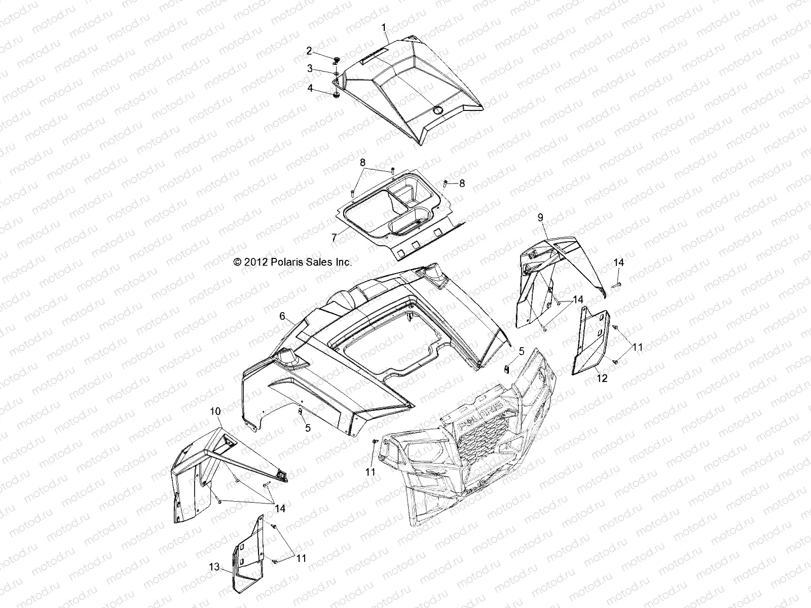 BODY | BODY, HOOD and FRONT BODY WORK - R13XT9EFX (49RGRHOOD13RZRXP4I)