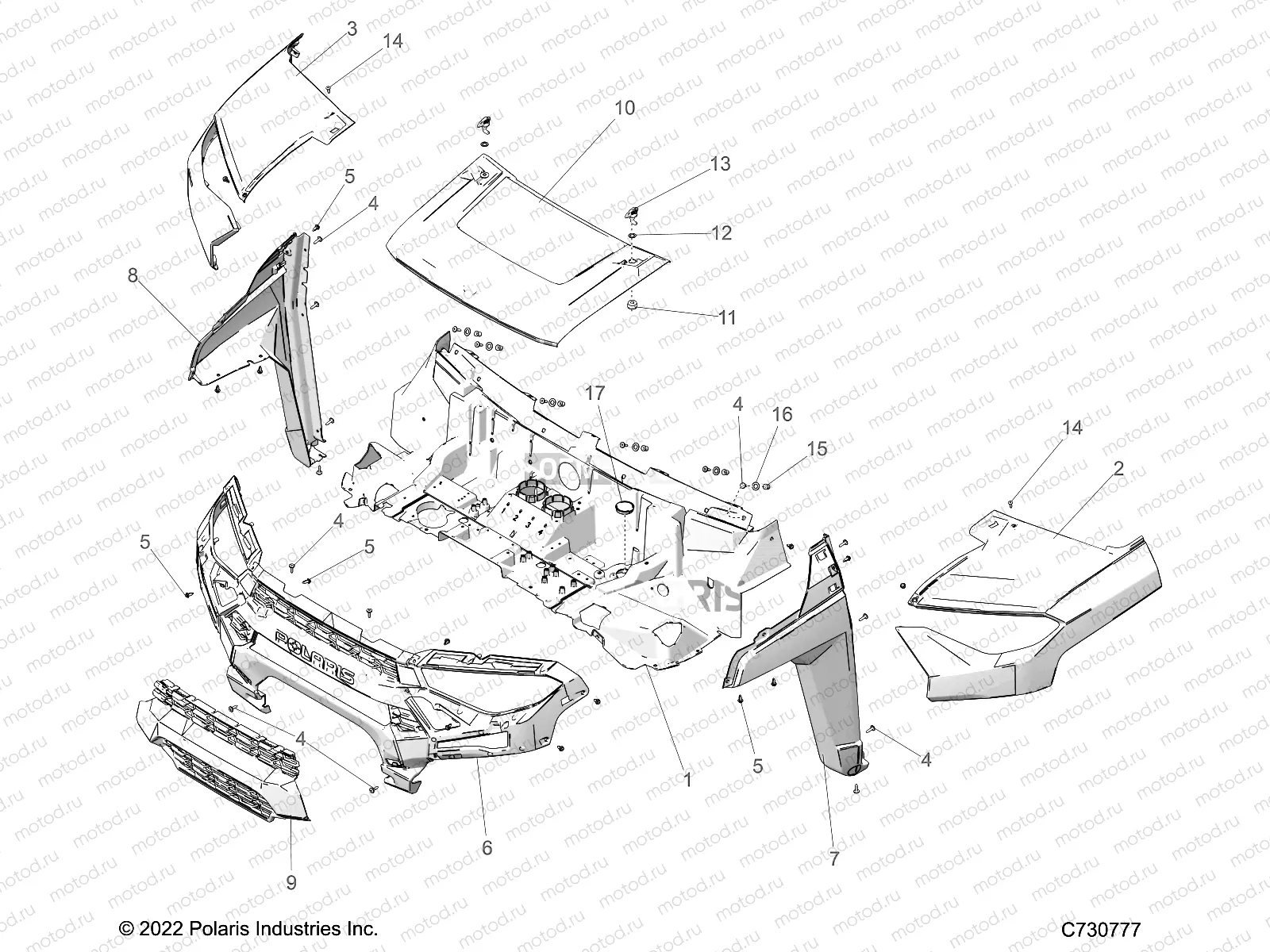 BODY | BODY, HOOD AND FRONT FACIA - R23RRED4FA/DA/SD4CA/CK (C730777)
