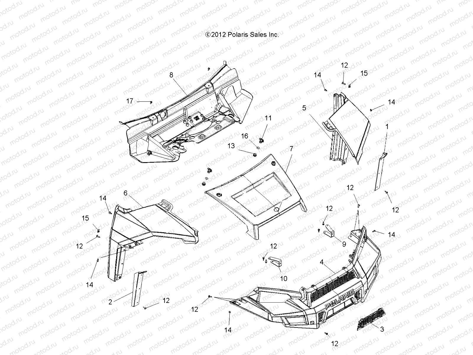 BODY | BODY, HOOD AND FRONT FACSIA - R13UH88/UH9E ALL OPTIONS (49RGRMOLDINGS13900XP)