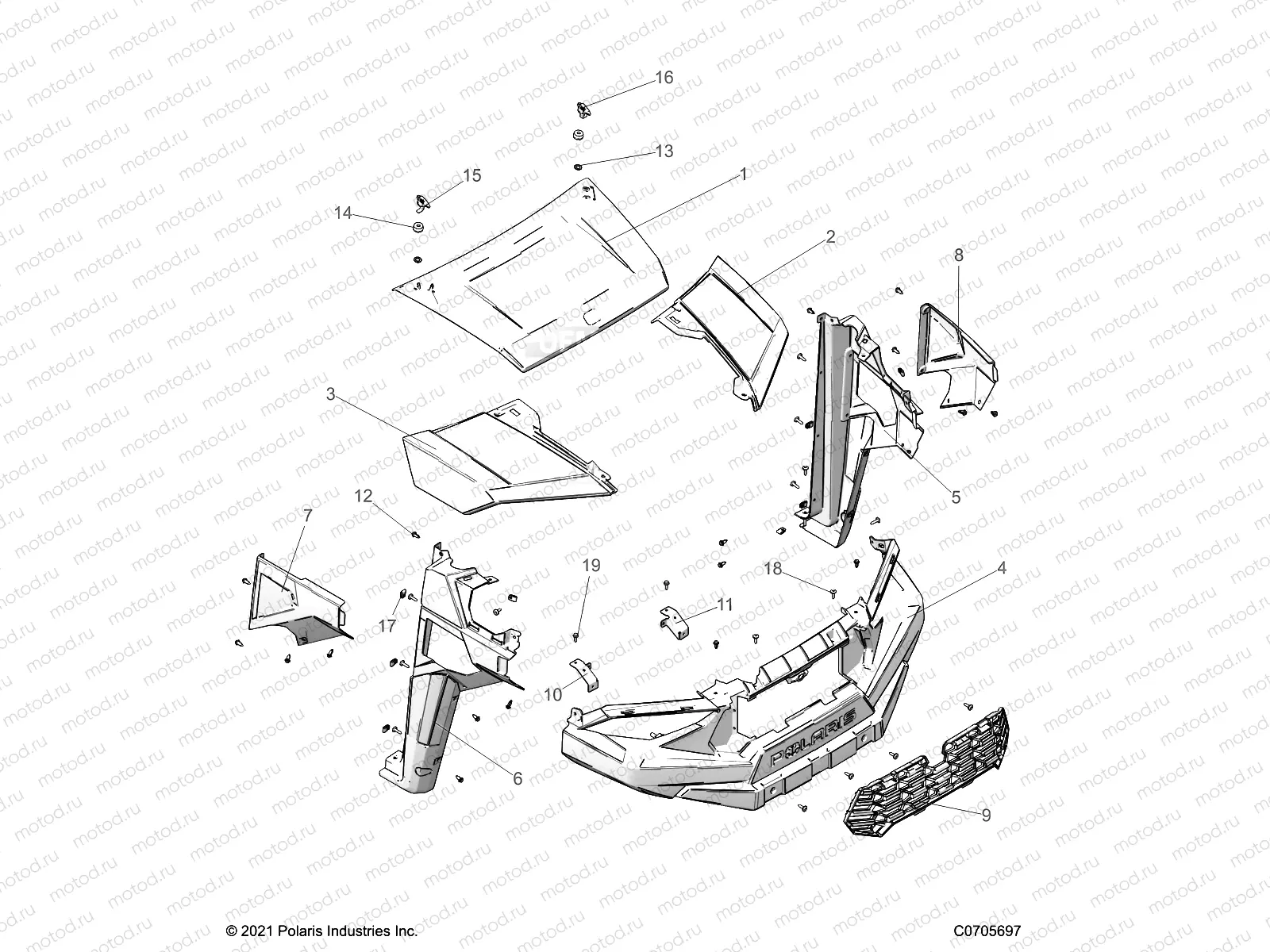 BODY | BODY, HOOD, and FRONT FENDERS - D22M2A57B4/G57B4 (C0705697)