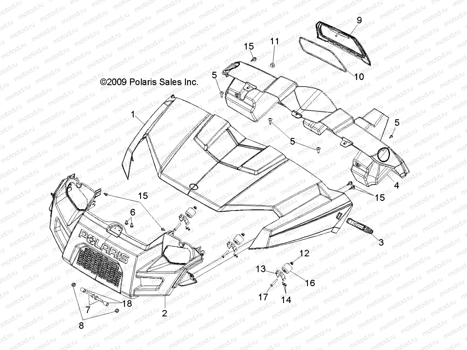 BODY | BODY, HOOD, DASH and GRILL - R11WH50AG/AH/AR (49RGRHOOD11500CREW)