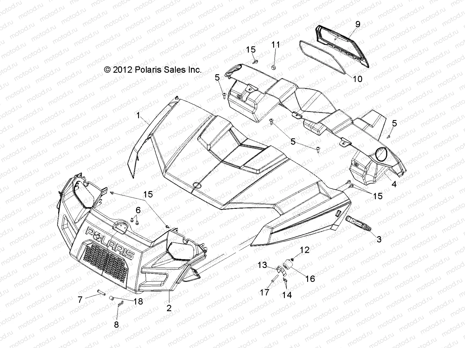 BODY | BODY, HOOD, DASH and GRILL - R13RH76AG/AH/AN (49RGRHOOD13500)