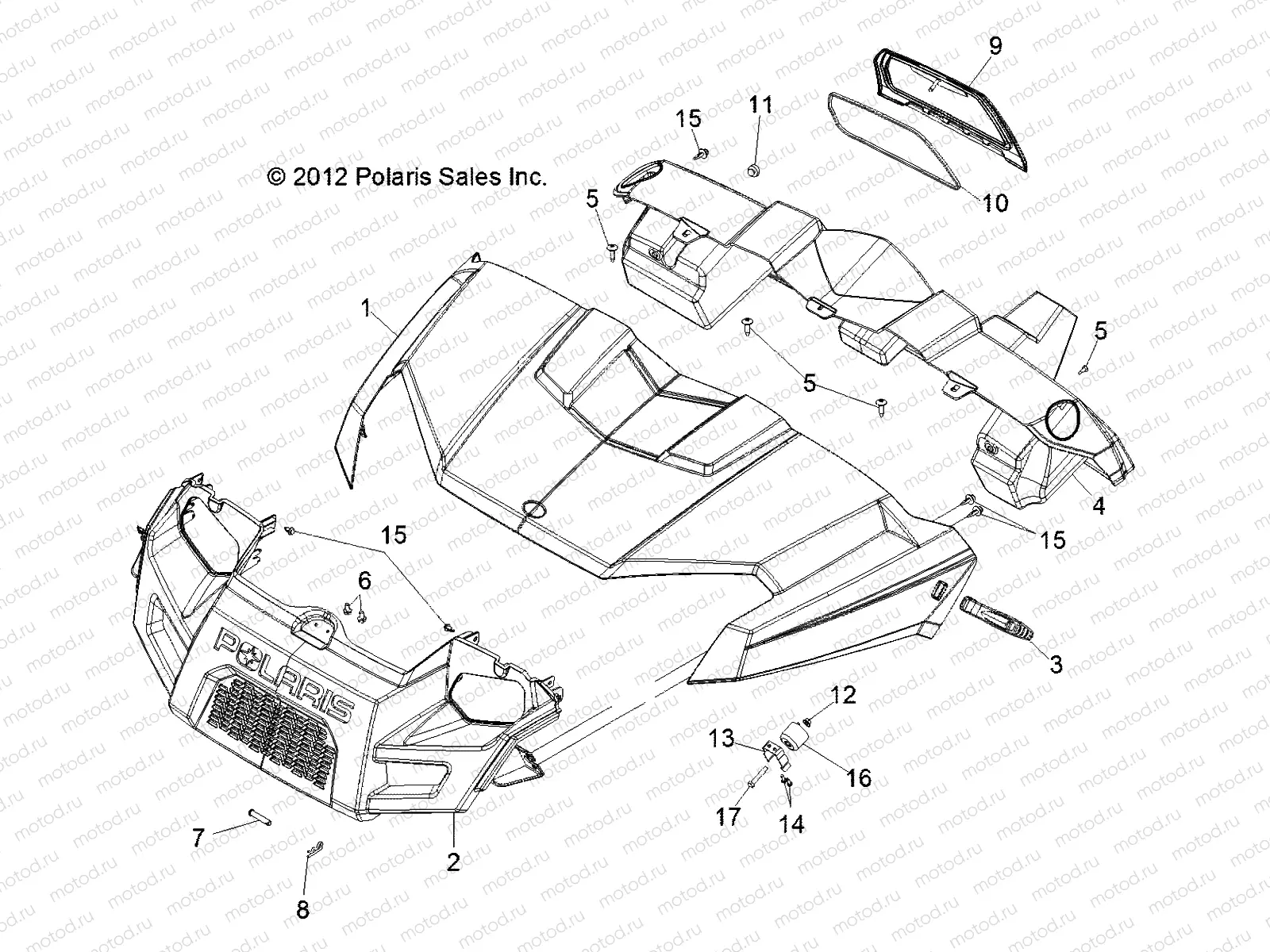 BODY | BODY, HOOD, DASH and GRILL - R13WH50AG/AH/AR/AX (49RGRHOOD13500CREW)
