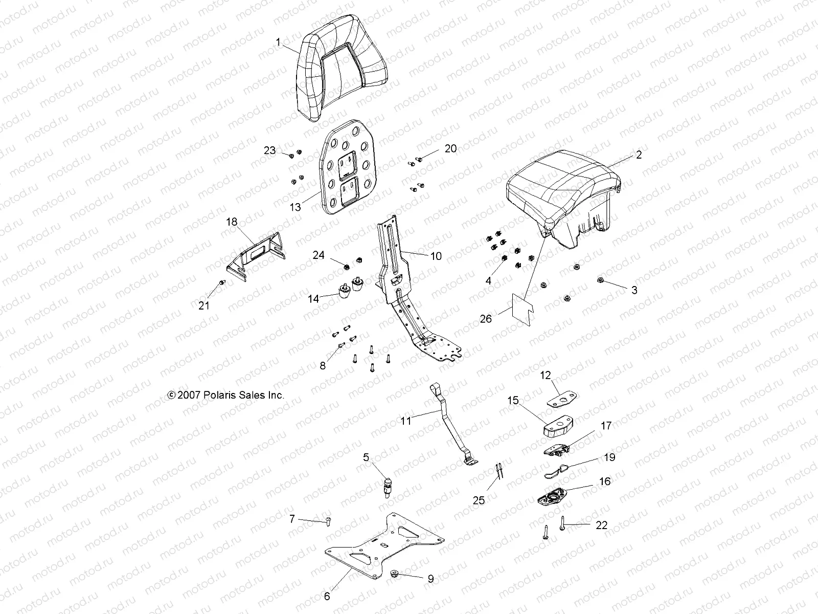 BODY | BODY, PASSENGER SEAT BOTTOM and SEAT BACK - A08DN50AF/AS/AW/AZ (49ATVSEATBOTTOM08SPTRG500)