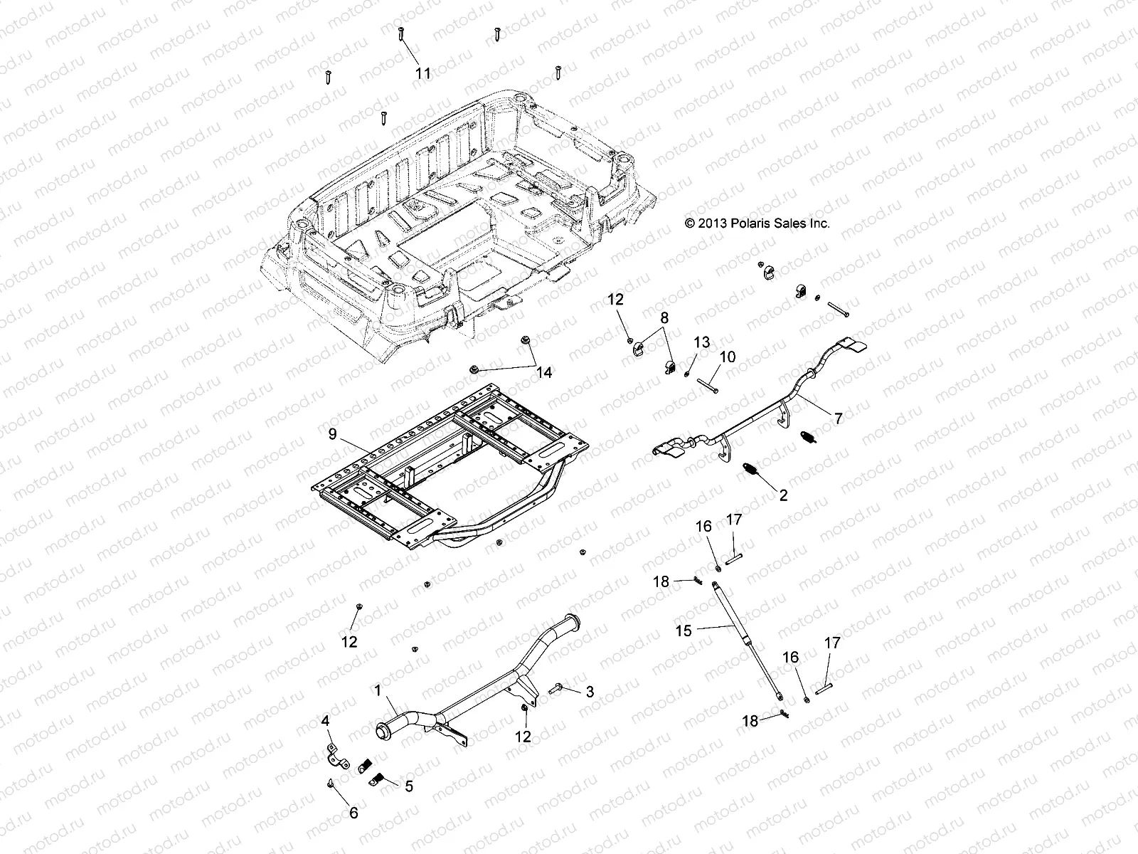 BODY | BODY, REAR BOX FRAME AND PIVOT - A14MX5ETH (49ATVBOX14570UTE)