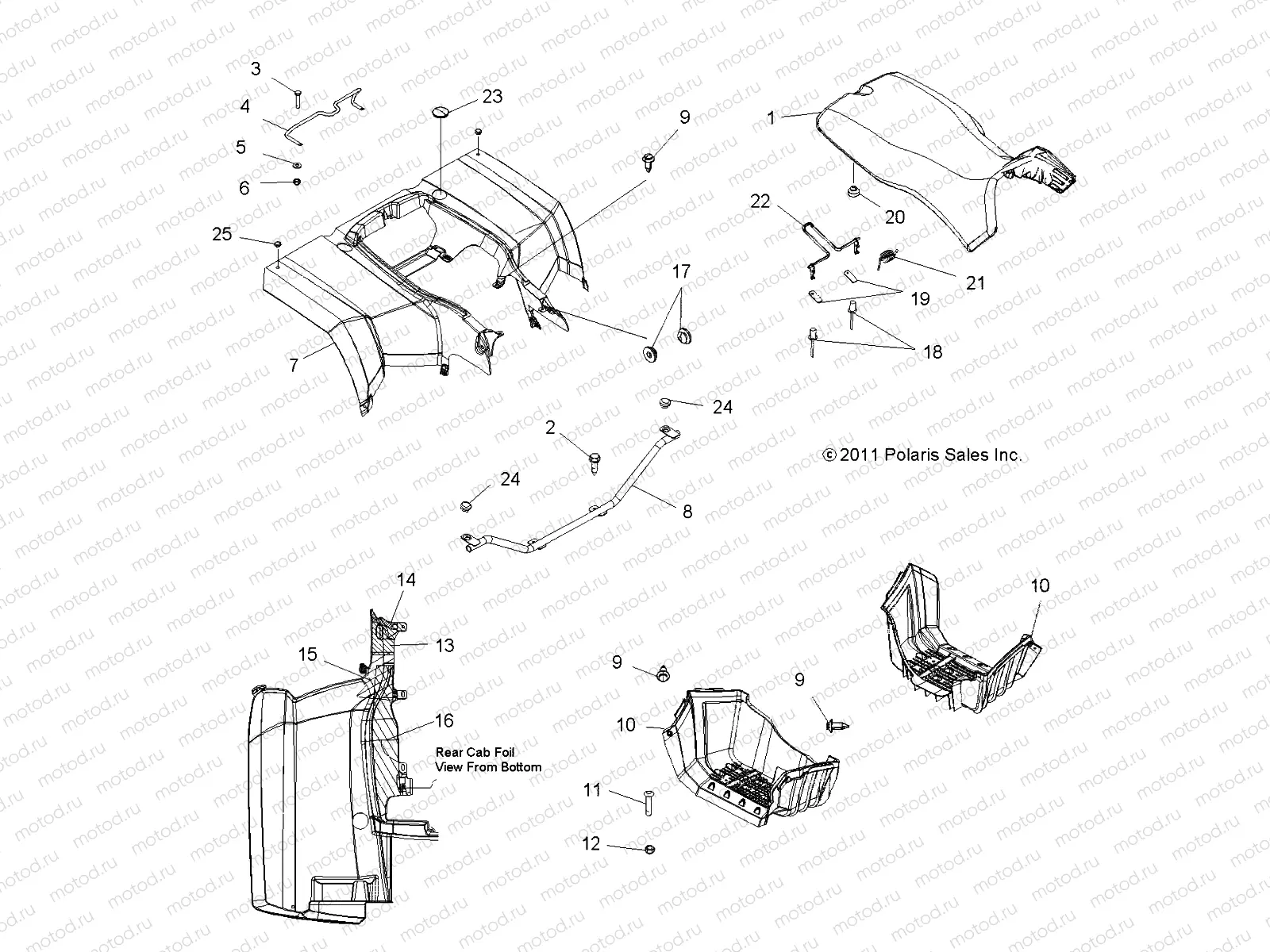 BODY | BODY, REAR CAB and SEAT - A13CF76FF (49ATVCABRR12SP6X6)