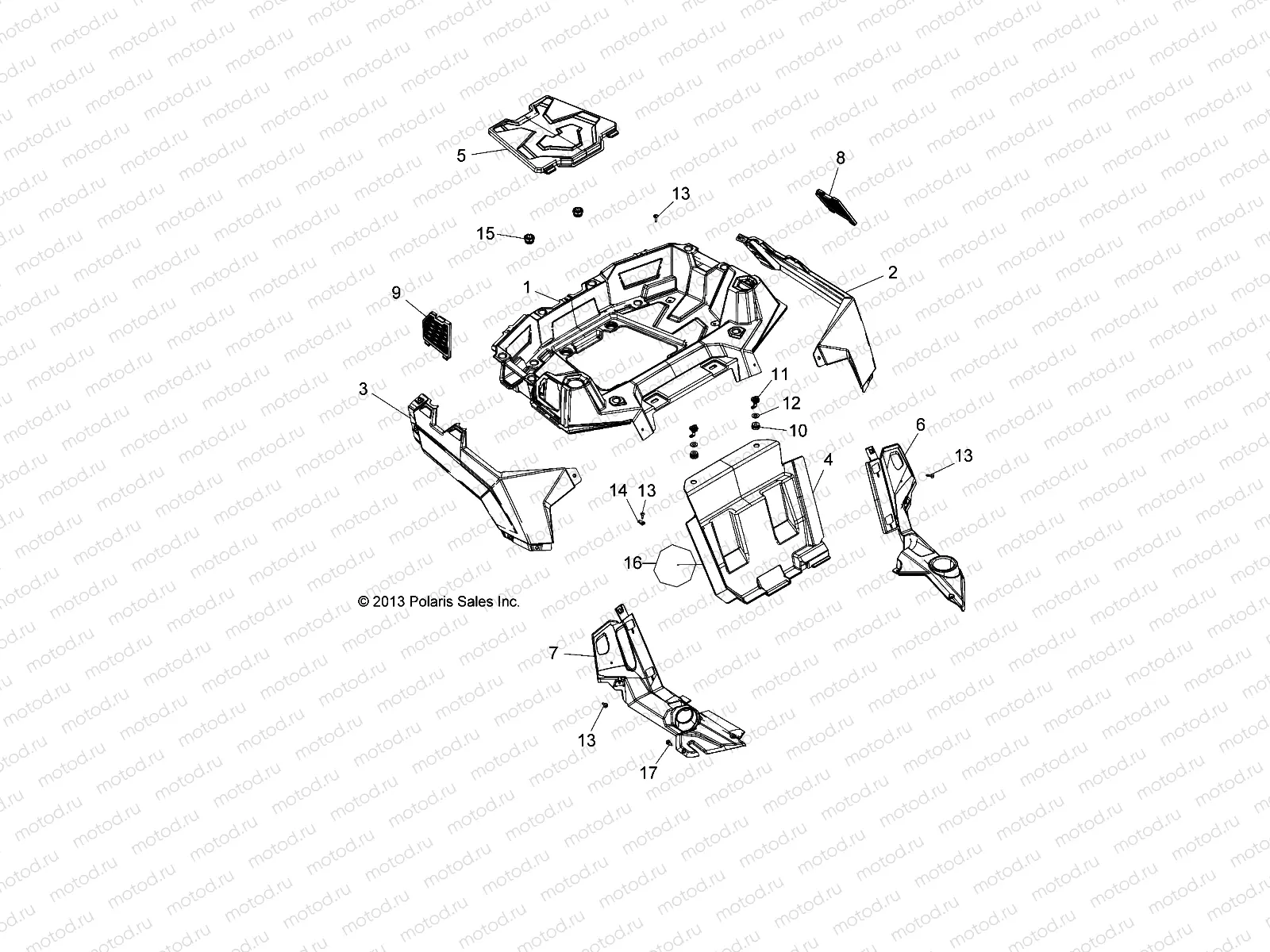BODY | BODY, REAR RACK AND FENDERS - A16DAA57N1/E57NM (49ATVRACKMTGRR14325)