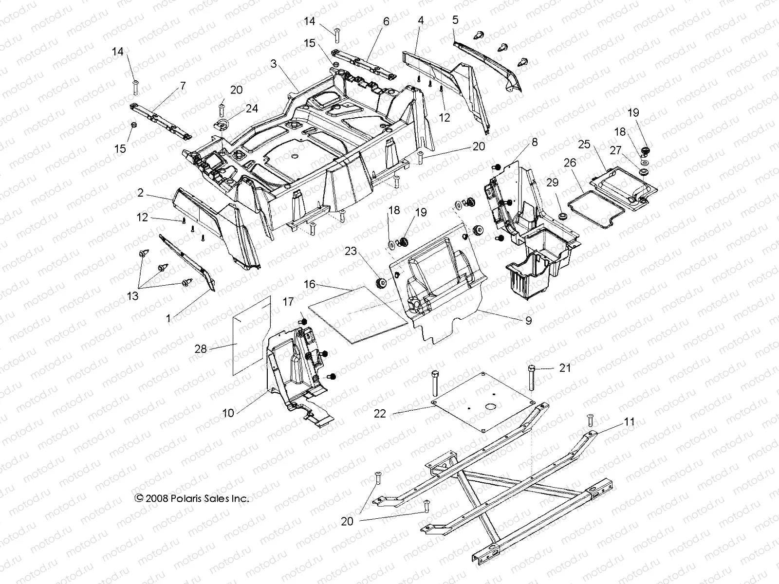 BODY | BODY, REAR RACK and FENDERS - R09VH76 ALL OPTIONS (49RGRRACKMTG09RZR)