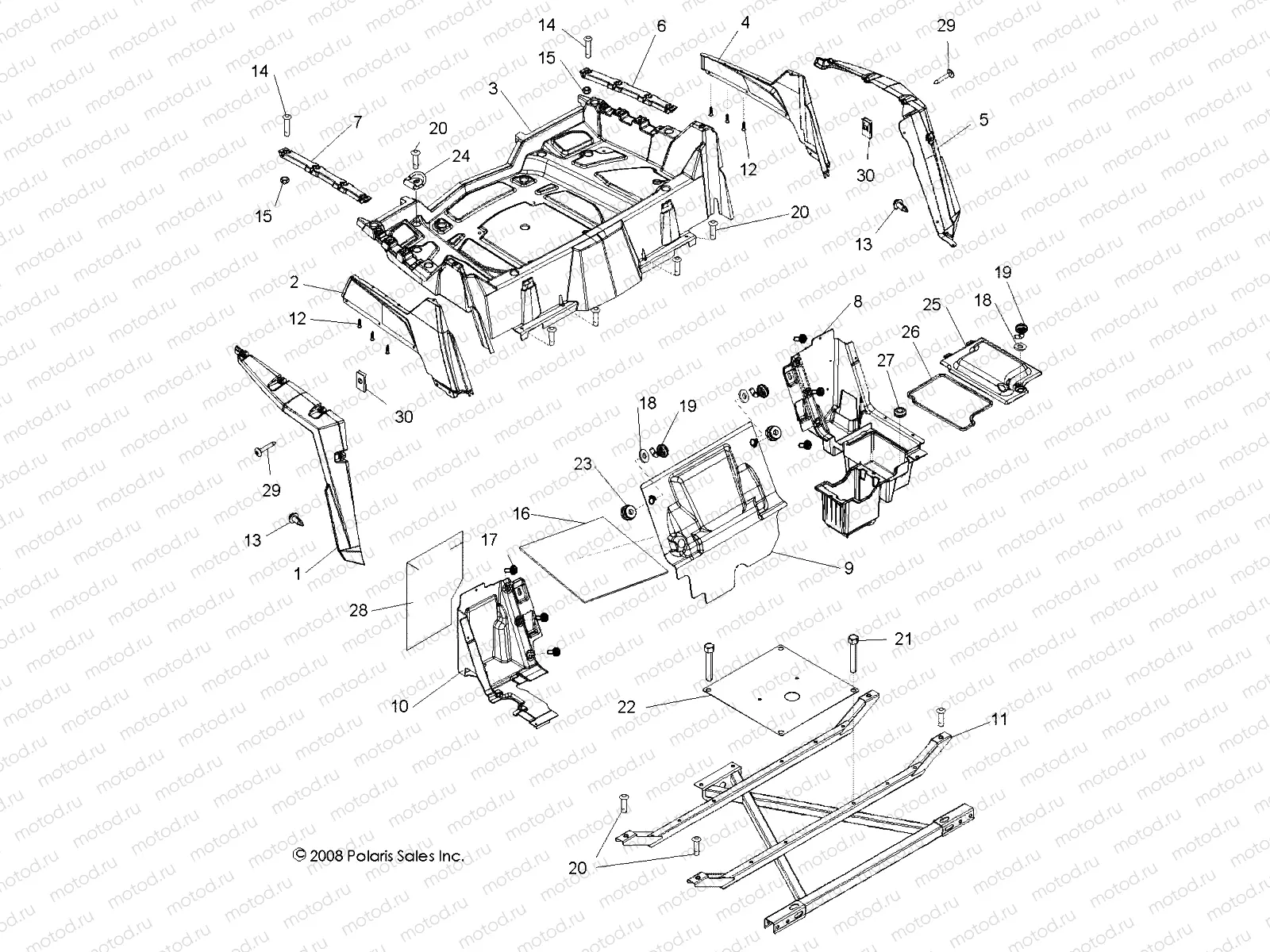 BODY | BODY, REAR RACK and FENDERS - R09VH76FX (49RGRRACKMTG09RZRS)