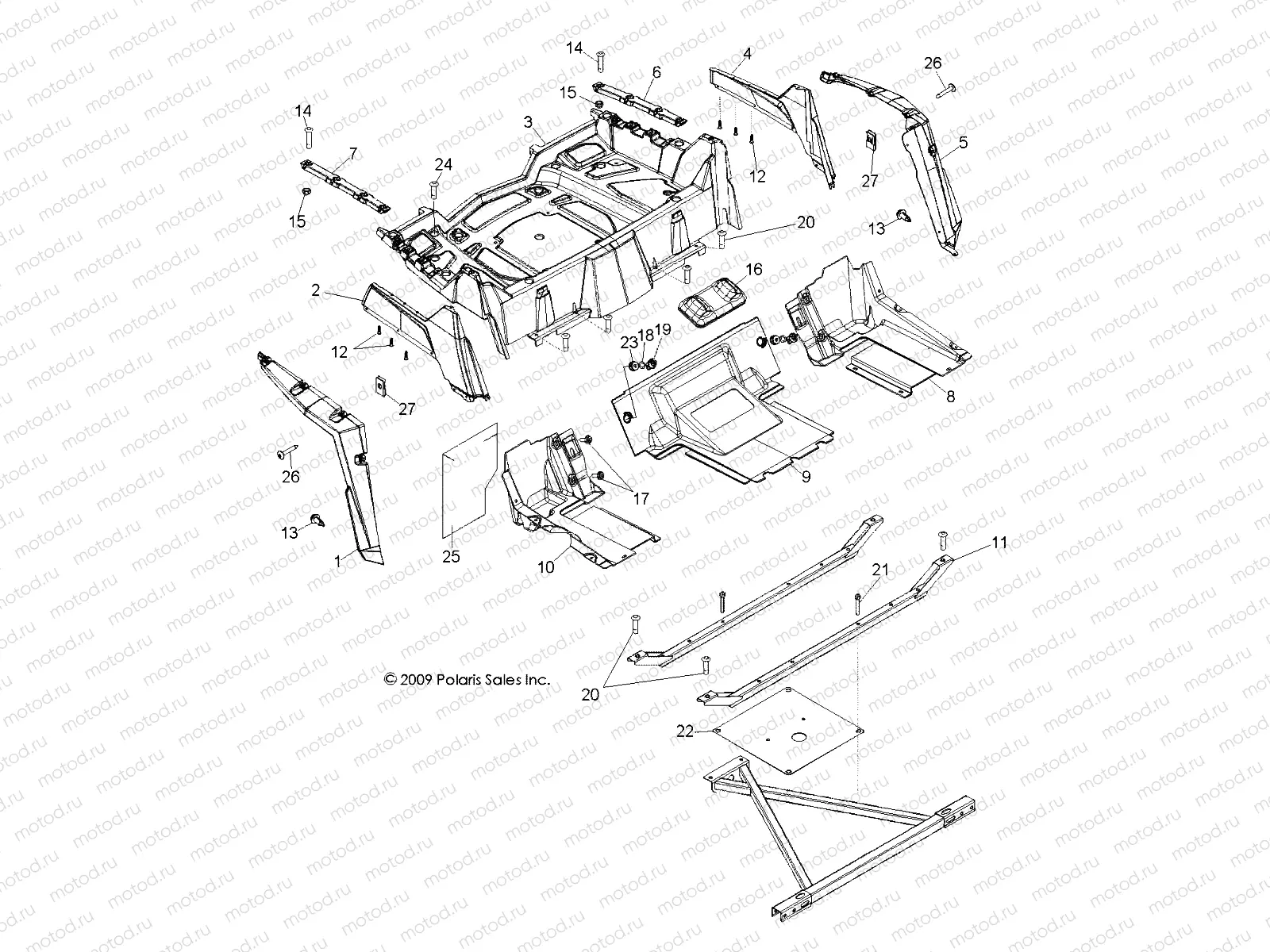 BODY | BODY, REAR RACK and FENDERS - R10XH76AA (49RGRRACKMTG10RZRS4)