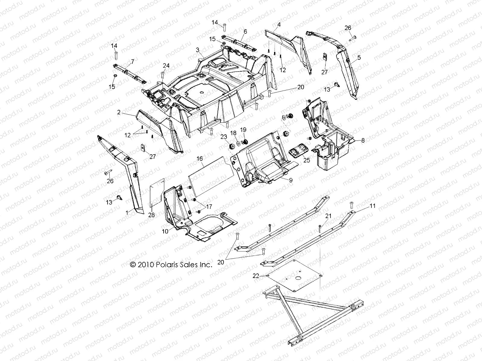 BODY | BODY, REAR RACK and FENDERS - R11VE76AC/AD/AT/AW/AZ (49RGRRACKMTG11RZRS)