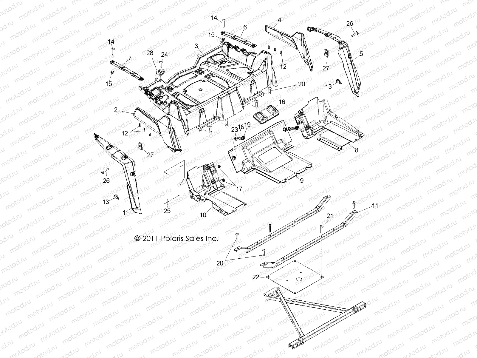 BODY | BODY, REAR RACK and FENDERS - R11XY76FX (49RGRRACKMTG11RZR4I)