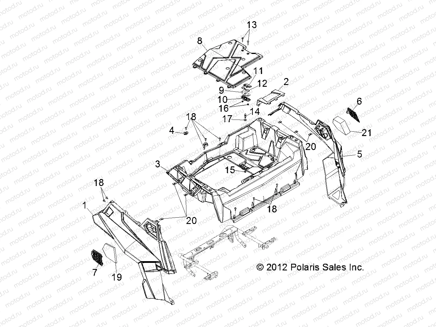 BODY | BODY, REAR RACK and FENDERS - R13JT9EFX (49RGRRACKMTG13RZRXP900I)