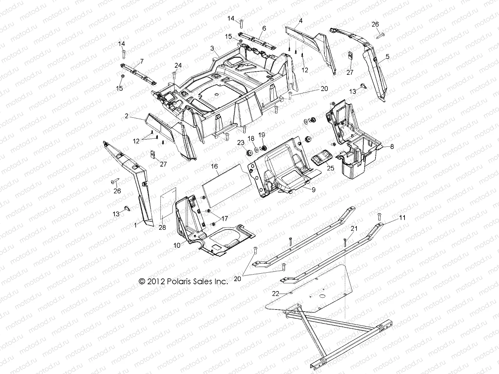BODY | BODY, REAR RACK and FENDERS - R13VE76AD/AI/AW/7EAS/EAT (49RGRRACKMTG13RZRS)