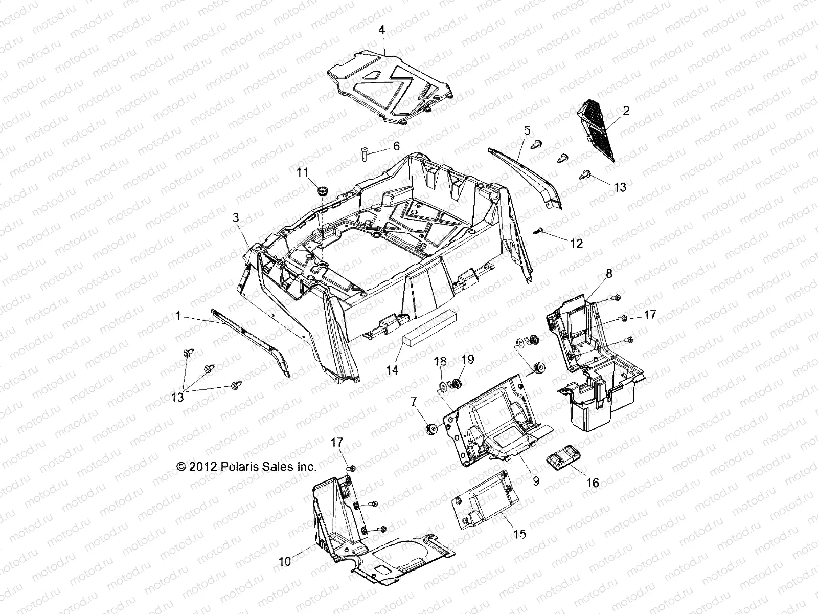 BODY | BODY, REAR RACK and FENDERS - R13VH57AD/6EAK (49RGRRACKMTG13RZR600)