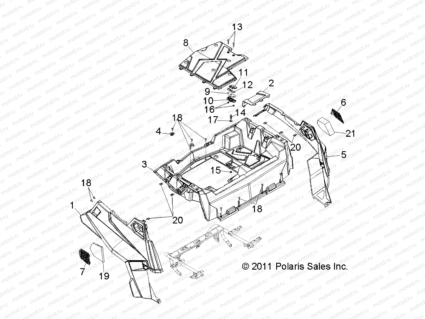 BODY | BODY, REAR RACK and FENDERS - R13XT9EAL (49RGRRACKMTG12RZRXP900)