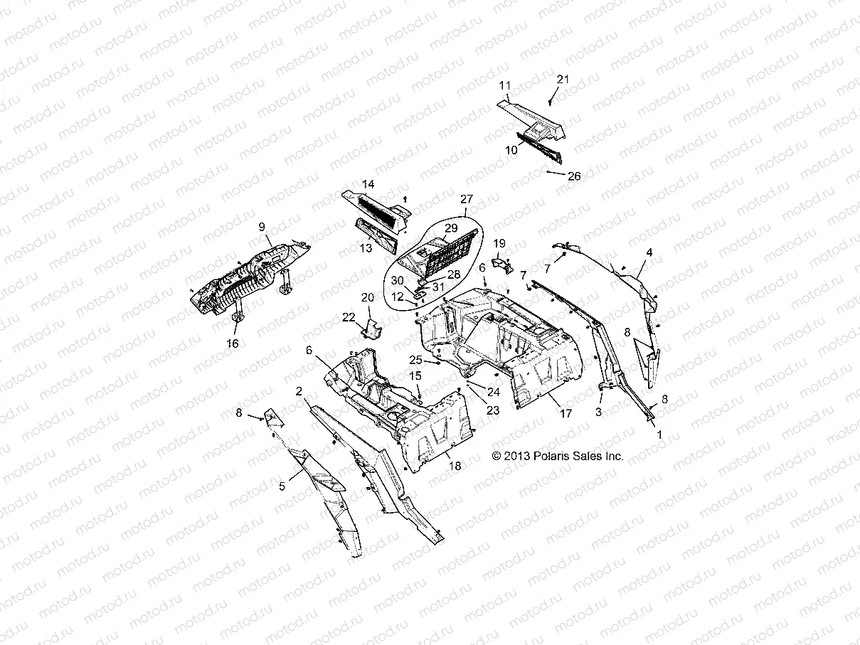 BODY | BODY, REAR RACK AND FENDERS - Z146T1EAM/EAW (49RGRRACKMTG1410004)