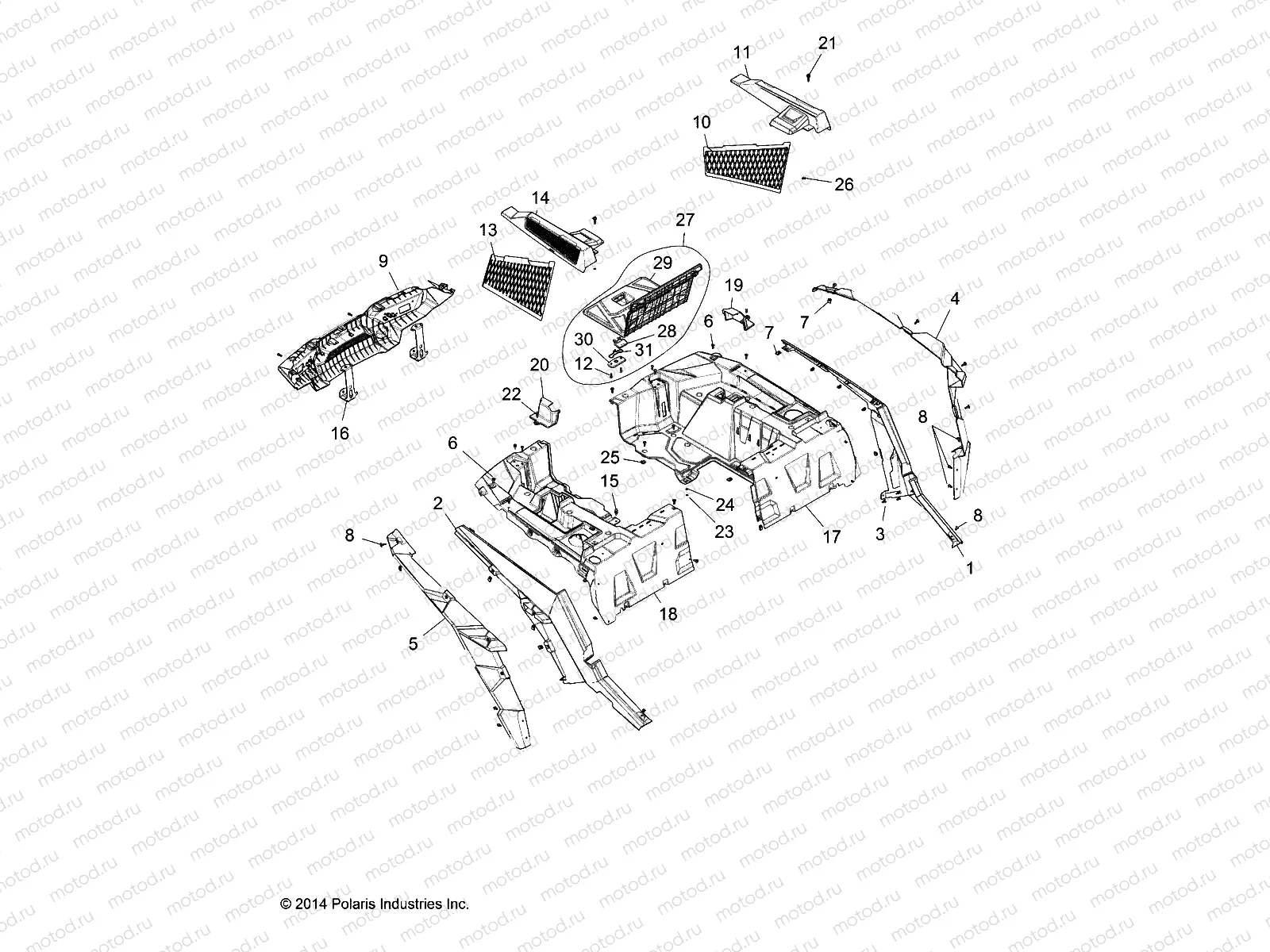 BODY | BODY, REAR RACK AND FENDERS - Z17VFE99AM/AW/LW/AP/M99AB (49RGRRACKMTG1510004)