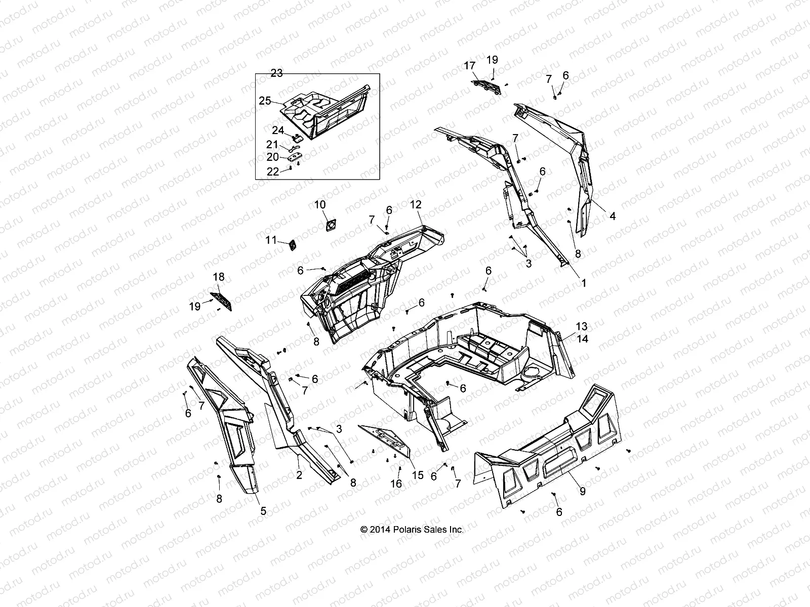 BODY | BODY, REAR RACK AND FENDERS - Z20ASE99AH/LH (49RGRRACKMTG15RZR900)