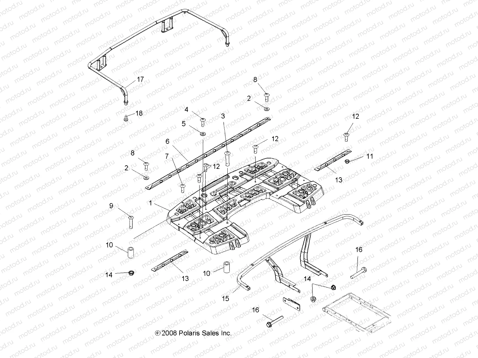 BODY | BODY, REAR RACK ASM. - A08MN50AF/AN/AQ/AR/AS/AT/AW/AX (49ATVRACKMTG08SP500EFI)