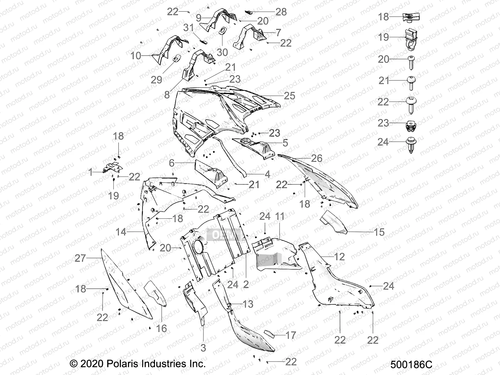 BODY | BODY, REAR - T22AAFGB/HB/PGD/HD/RGB/HB ALL OPTIONS (500186C)