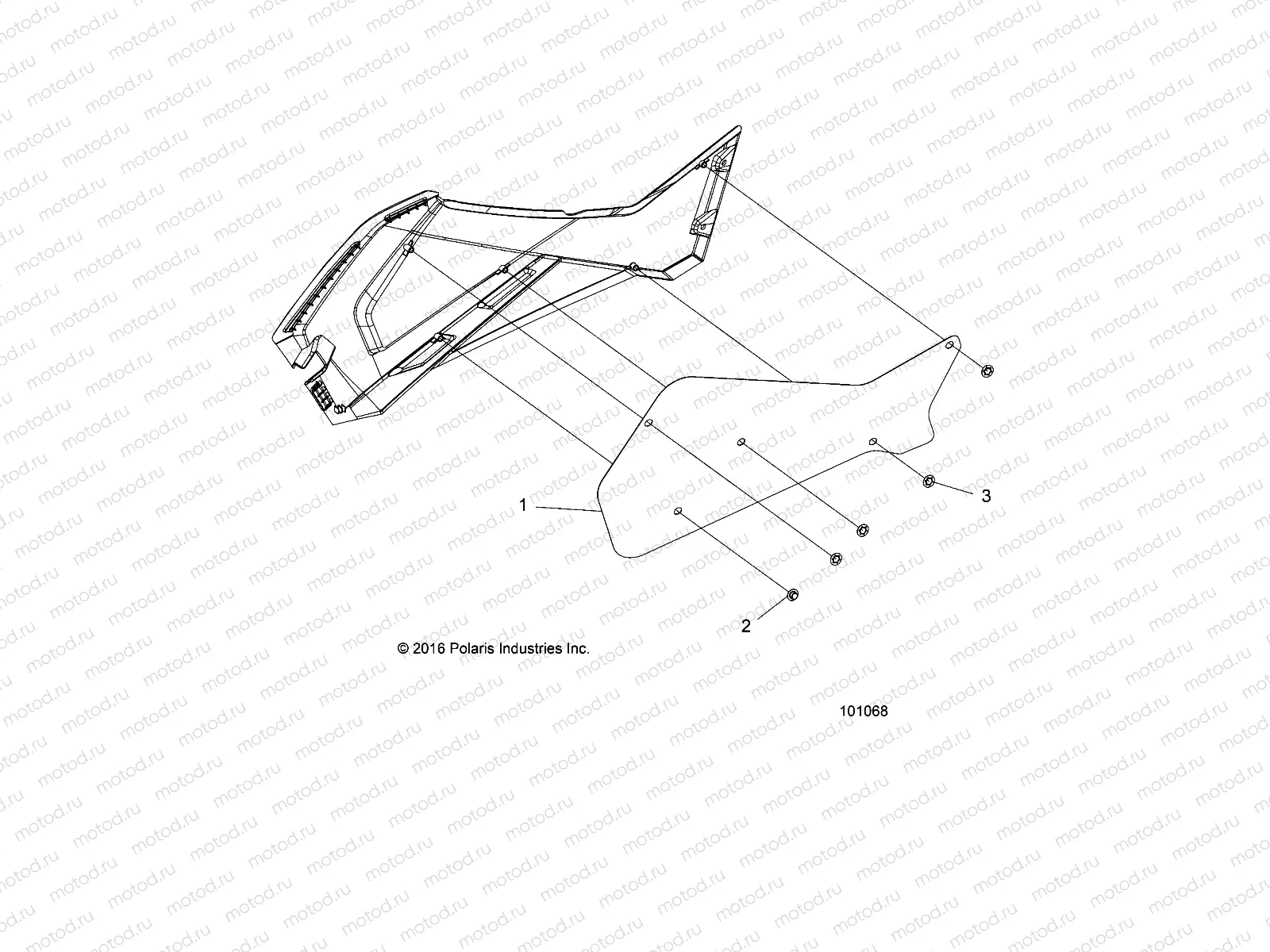 BODY | BODY, RIGHT HAND SIDE PANEL HEAT SHIELD AND HARDWARE 2 UP - A16SDC57C2 (101068)