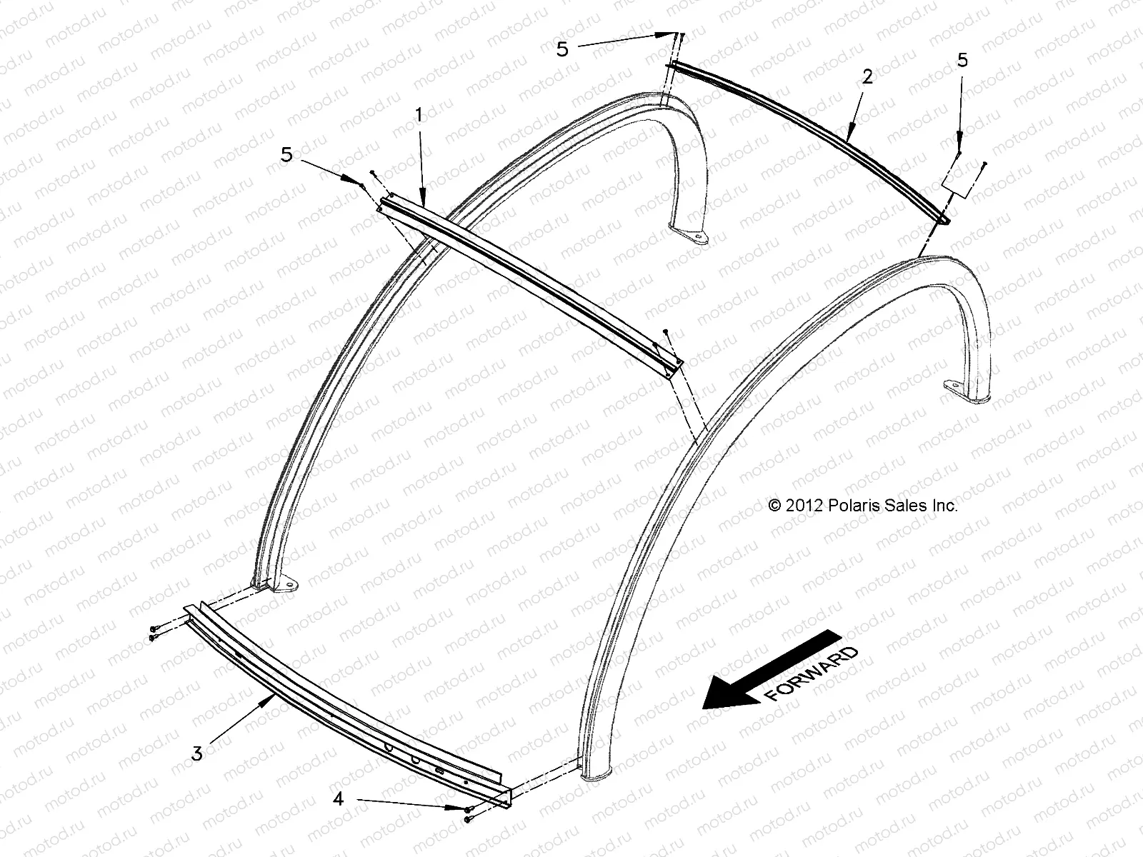 BODY | BODY, ROOF SUPPORTS, 2 PASSENGER - L12G2A/L12G4A/L12G2S/L12G2L/L12G2D (49GEMBODY11ROOFSUPE2)