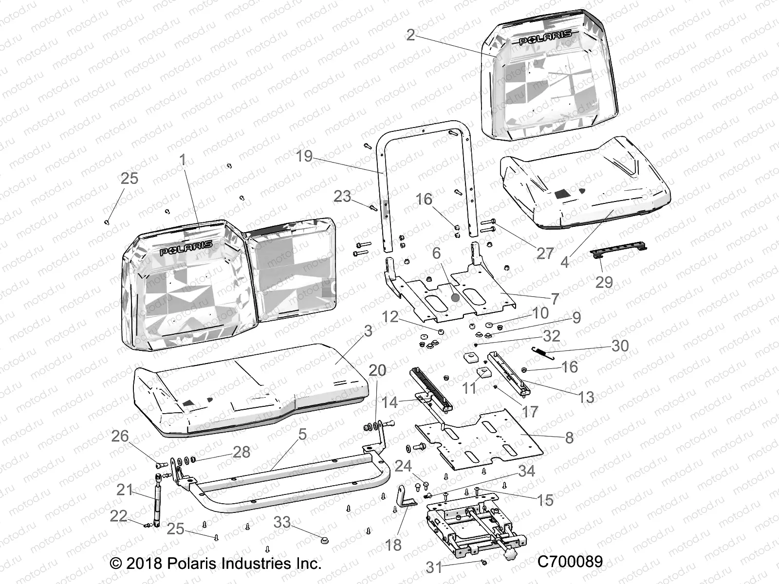 BODY | BODY, SEAT ASM. AND SLIDER - R18RRS99CM (C700089)