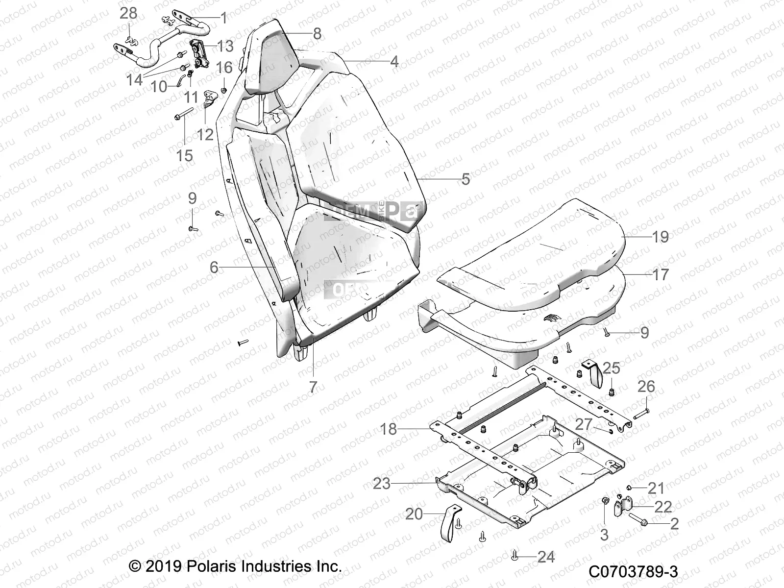 BODY | BODY, SEAT ASM., REAR, PREMIUM/DELUXE - Z23R4B92AK/BK (C0703789-3)