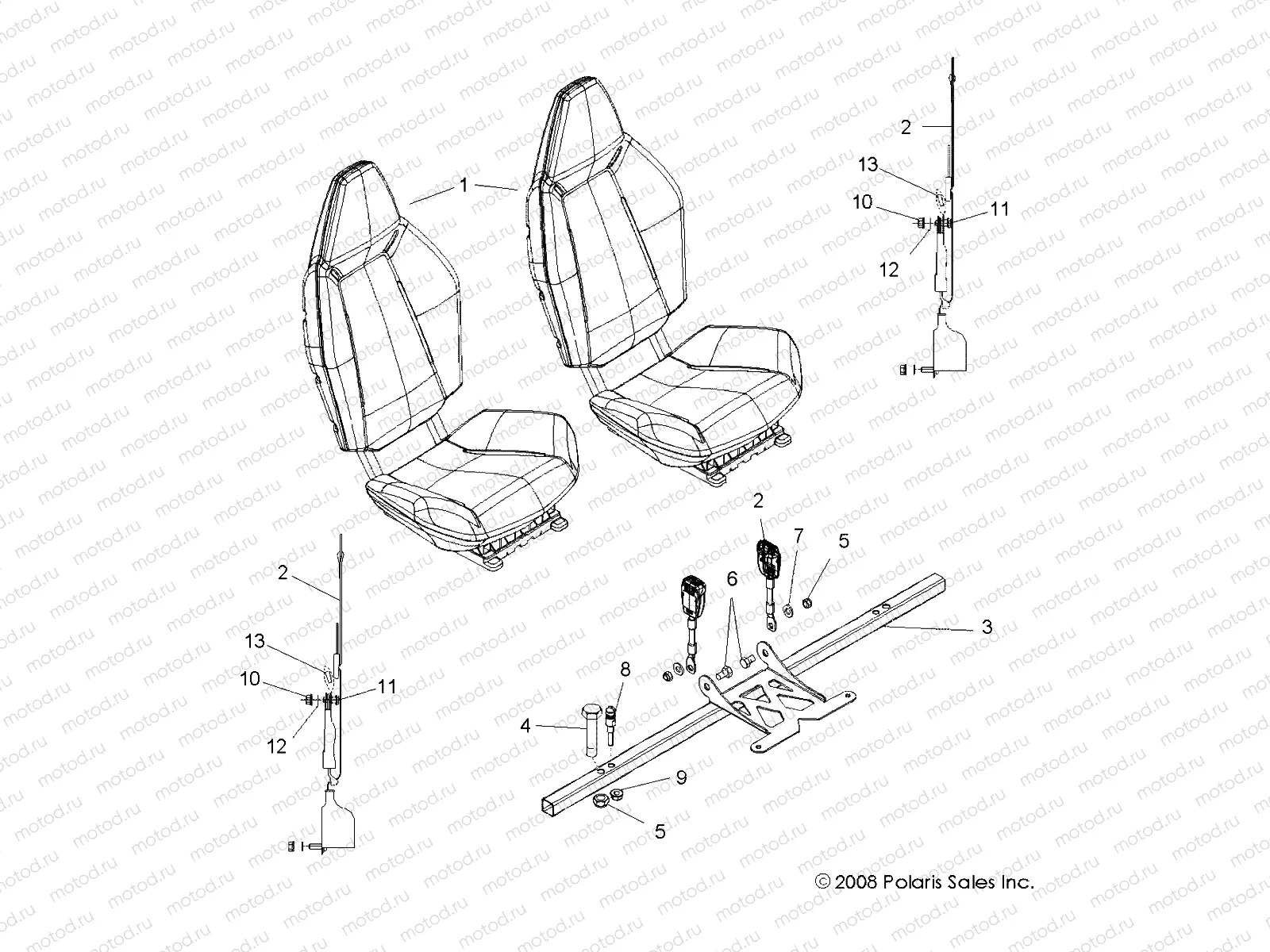 BODY | BODY, SEAT MOUNTING and BELTS - R10VH76 ALL OPTIONS/VY76AZ (49RGRSEATMTG09RZR)