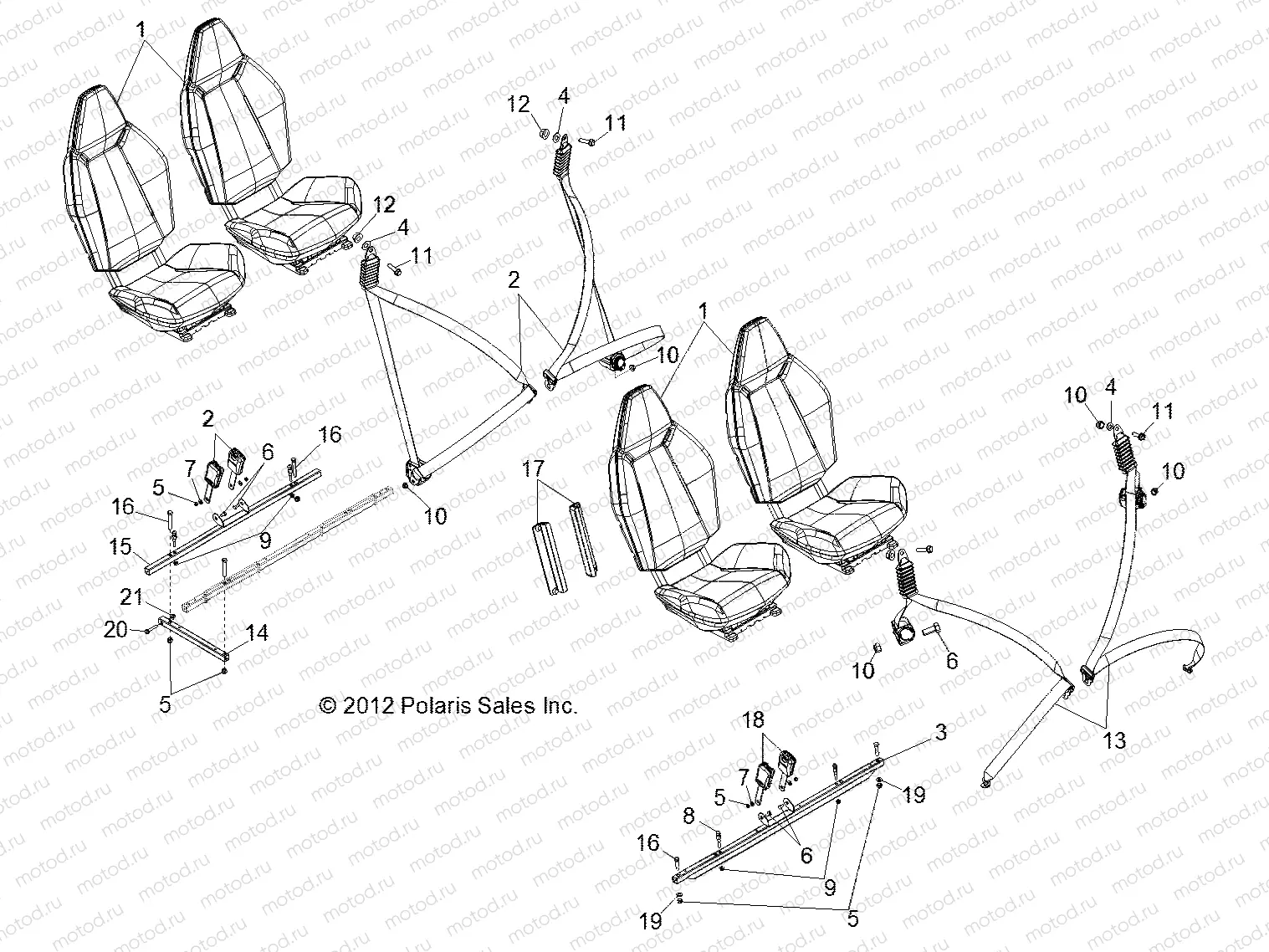 BODY | BODY, SEAT MOUNTING and BELTS - R13XT87AA/9EAK (49RGRSEATMTG13RZRXP4)