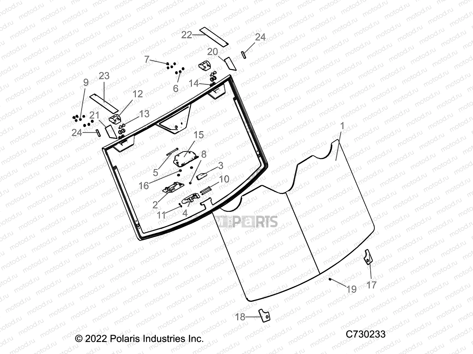 BODY | BODY, WINDSHIELD, FIXED - R22RRU99A9/AC/AM/AS/B9/BC/BS/BM (C730233)