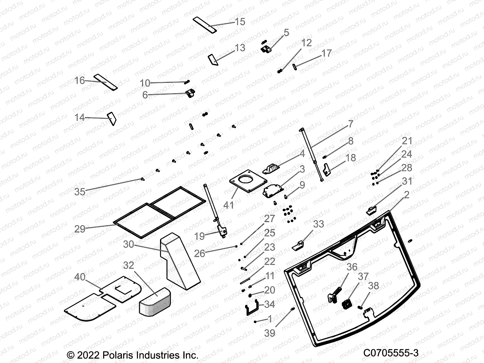 BODY | BODY, WINDSHIELD, TIP-OUT AND FOAM - R22RRV99AG/2AG/2BG (C0705555-3)
