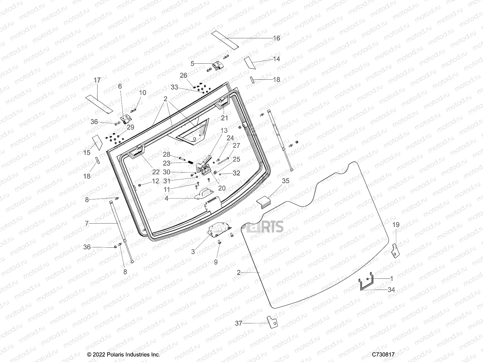 BODY | BODY, WINDSHIELD, TIP-OUT AND FOAM - R23RSY99A9/AJ/AK/AX/B9/BJ/BK/BX (C730817)