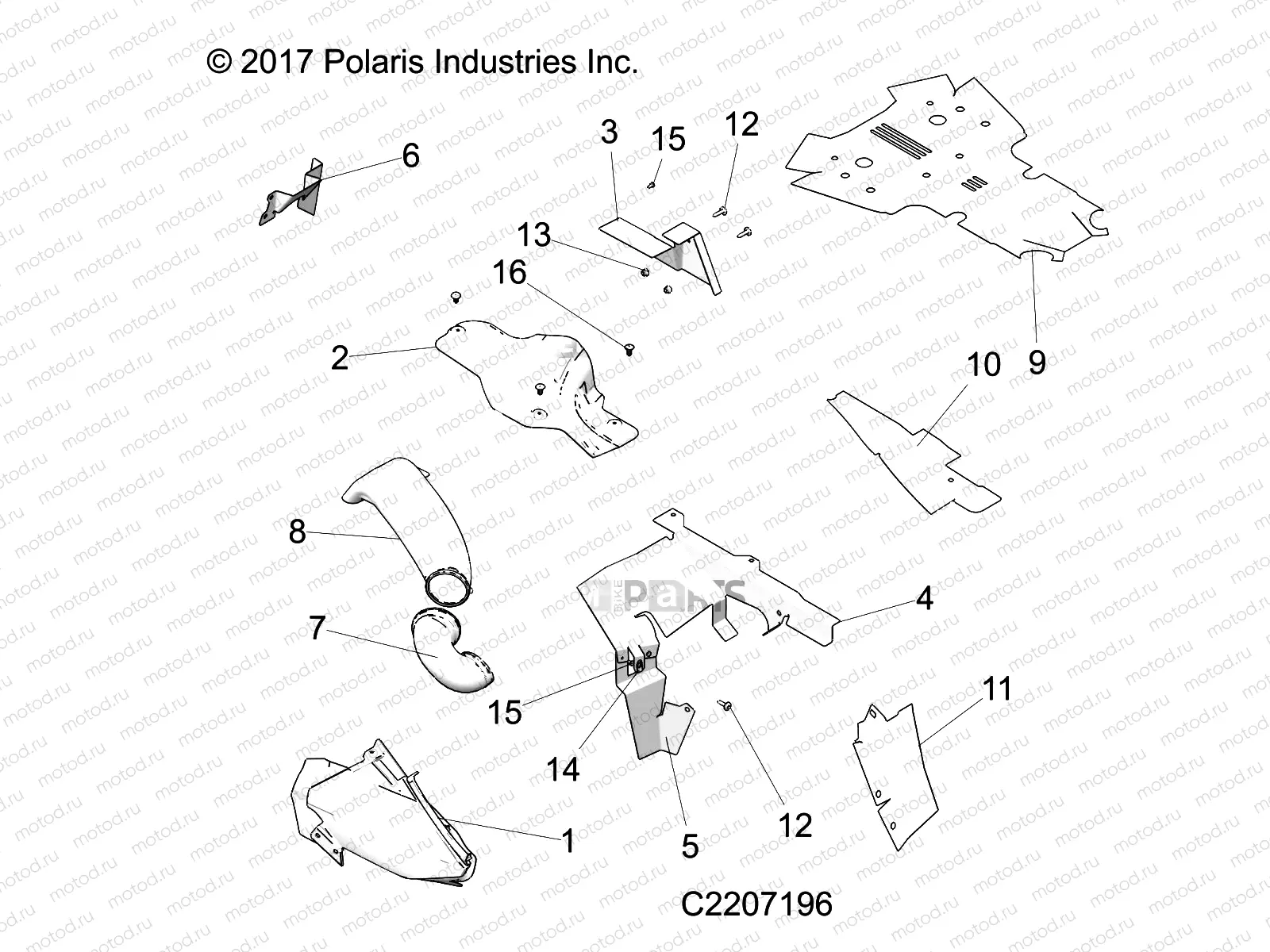 BODY PANELS | BODY PANELS, THERMAL SHIELDS - A-17-01-C Applies to 2015-2016 Sportsman 850 1-UP Models AFTER Safety Recall A-17-01-C has been completed. (C2207196)