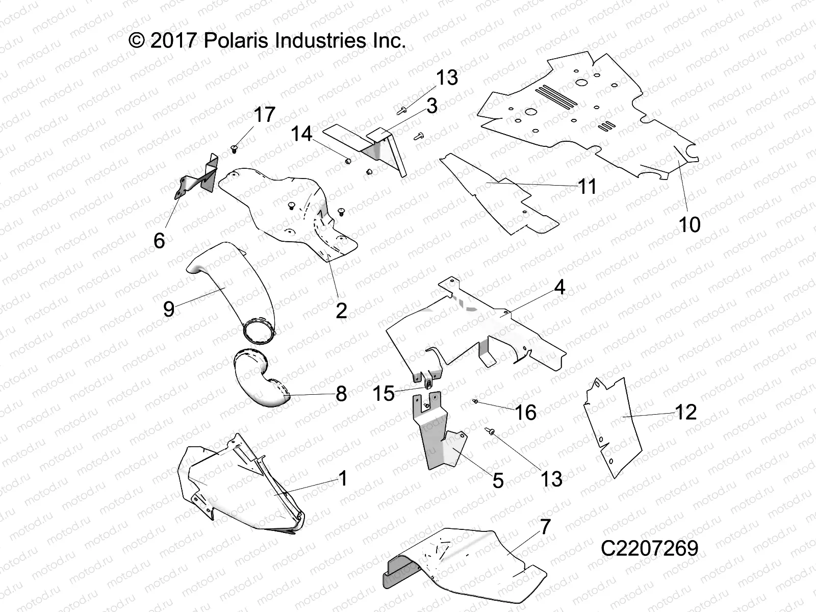 BODY PANELS | BODY PANELS, THERMAL SHIELDS - A-17-01-D/E Applies to 2015-2016 Sportsman 1000 1-UP Models AFTER Safety Recall A-17-01-D/E has been completed where applicable.  (C2207269)