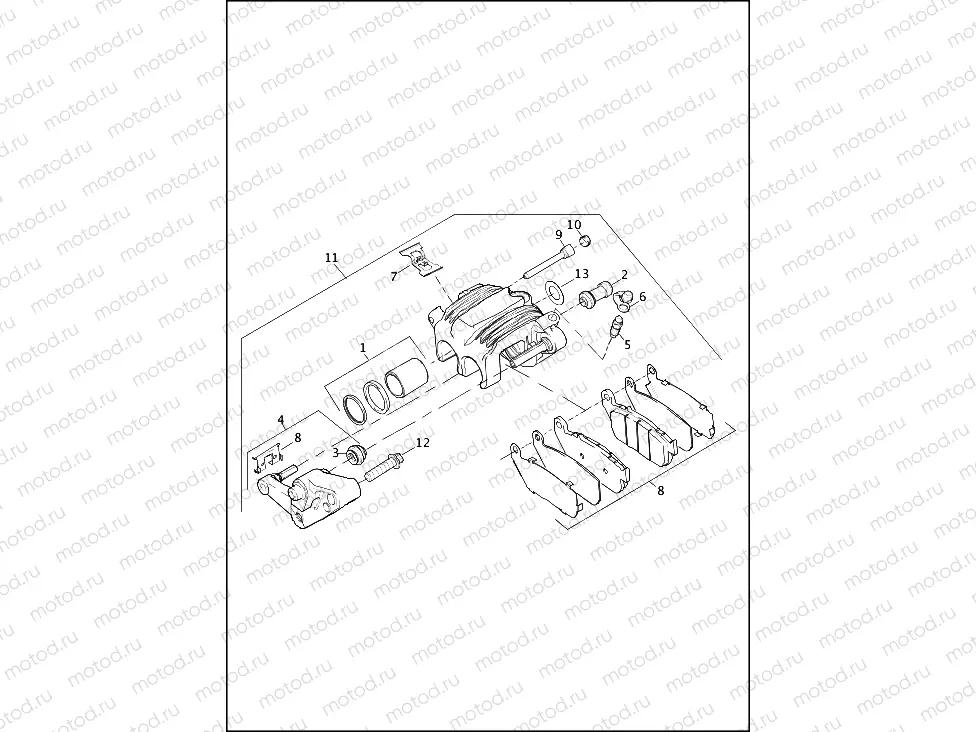 BRAKE CALIPER, FRONT - 883L/N/R, 1200C/CA/CB/CP/V/X