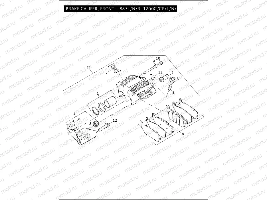 BRAKE CALIPER, FRONT - 883L/N/R, 1200C/CP/L/N/X